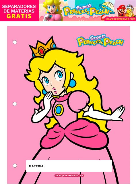 ¡gratis Carátulas O Separadores De Materias De Princesa Peach Para