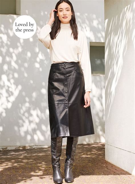 Kara Leather Button Skirt Leather Shirt Dress Black Leather Pencil Skirt Long Leather Skirt