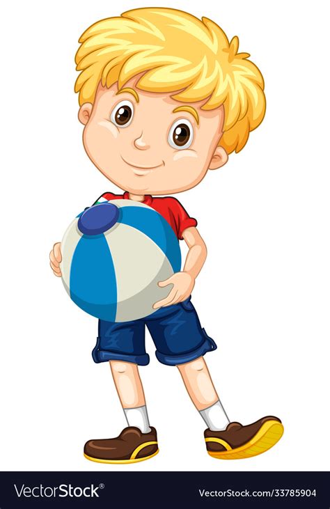 Blonde Boy Holding Color Ball Royalty Free Vector Image