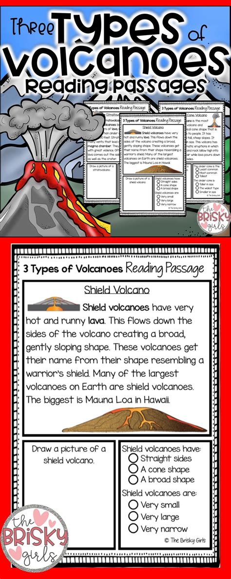 3 Types Of Volcanoes Reading Passages Volcano Activities Volcano