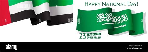Happy National Day Saudi Arabia Congratulation Banner Flag And
