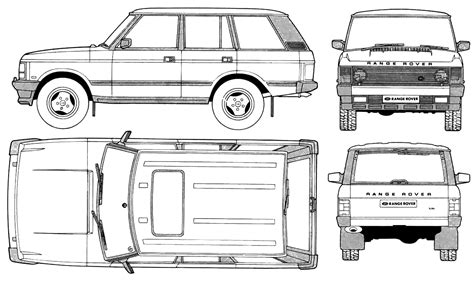1991 Land Rover Range Rover Suv V3 Blueprints Free Outlines