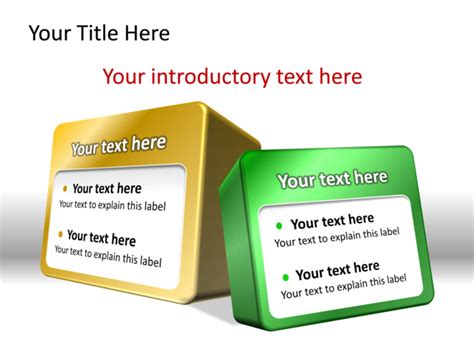 Powerpoint Slide Text Box Diagram 3d 2 Boxes Green Tg567