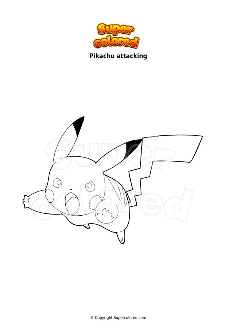 Coloring Page Pikachu Attacking