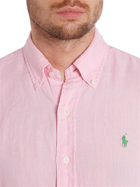 Polo Ralph Lauren Ralph Lauren Slim Fit Linen Shirt In Pink For Men Lyst
