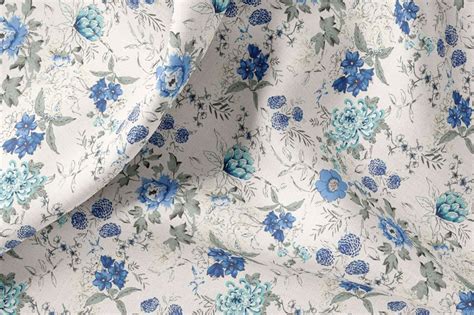 Floral Linen Fabric By The Yard Natural Printed Linen Fabric Etsy