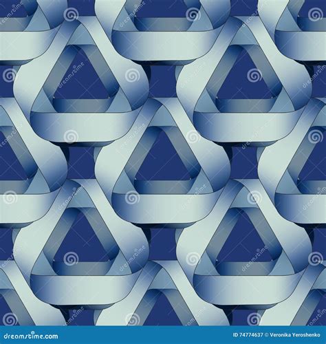 Seamless Geometric Pattern With Blue Ribbons Texture Stock Vector