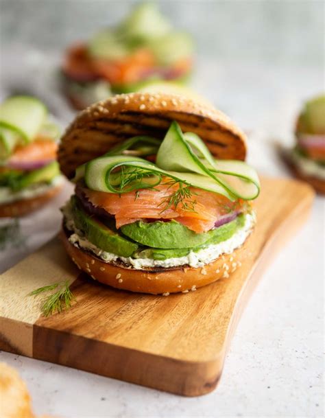 Fully Loaded Salmon Bagel Sandwich Something About Sandwiches