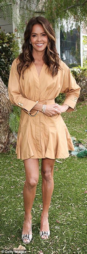 Brooke Burke Rocks A Flirty Camel Colored Frock For First In Person Gig In Over A Year Daily