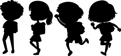 School Children Silhouette Vector Art Icons And Graphics For Free