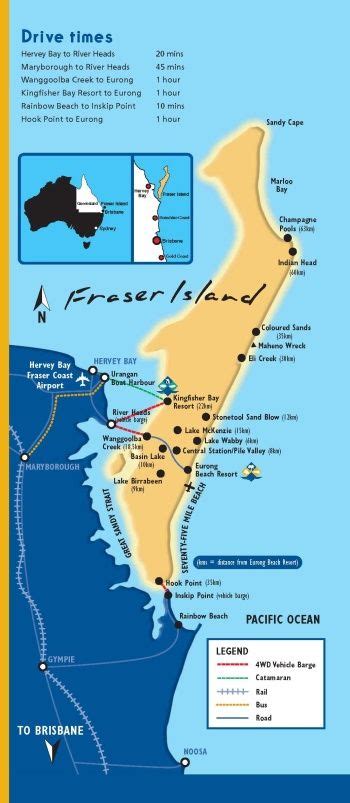 Fraser Island Map Fraser Island Australia Travel Island Map