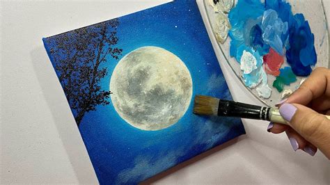 Easy Moon Painting For Beginners Acrylic Painting Tutorial Step By