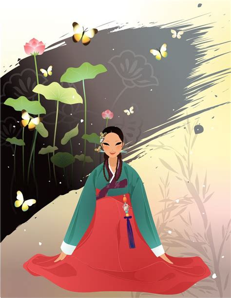 Hanbok Illustration Korean Illustration Korean Art Art Of Korea