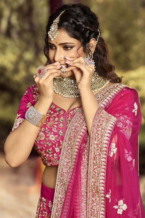 Buy Cheap Indian Prom Suits Silk Ruby Pink Bridal Lehenga Llcv09859