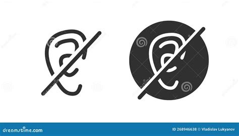 Deaf Hear Disability Icon Vector Ear Impaired Disabled Mute Symbol