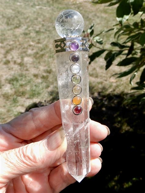 Clear Quartz Crystal Chakra Wand Moves Energy For Healing