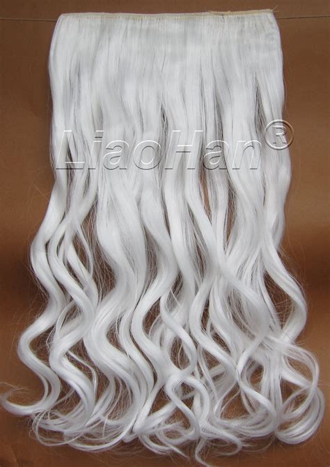 Fashion Clip In Hair Extensions White Hair Extension 22 120gram Curly