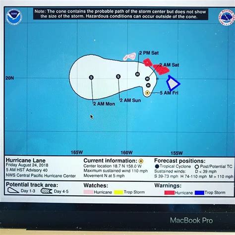 Here Is The Map From Noaa Showing The Projected Path Of Hurricane Lane