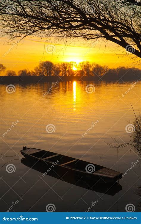 Sunrise Over The River On Beautiful Summer Day Stock Photo Image Of