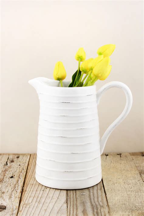 Check spelling or type a new query. Farmhouse White Ceramic Pitcher 8.5in | White pitcher ...