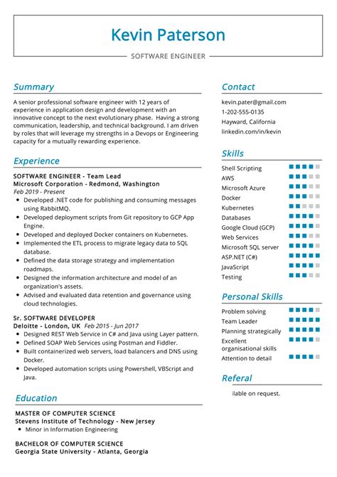 Threading the needle of making your resume ats readable, hr readable, and technical hiring manager readable is not an easy task. Software Engineer Resume Example | CV Sample [2020 ...