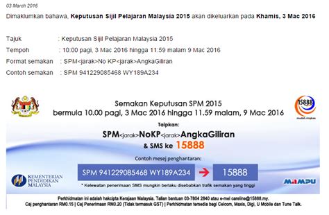 Mekanisme semakan keputusan spm 2019. Semakan Keputusan SPM 2015 Online dan SMS - CIKLAILI