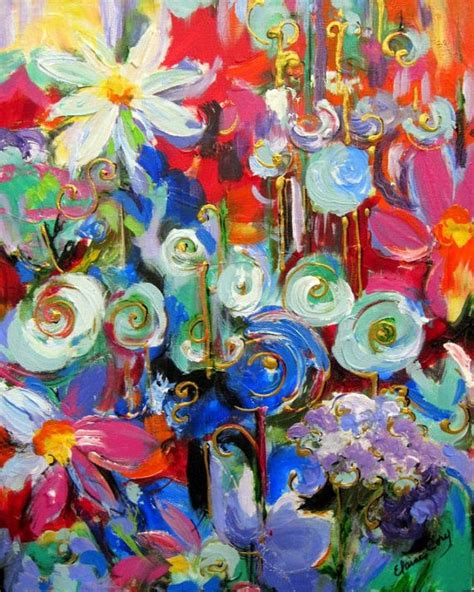 Abstract Original Painting 16 X 20 Garden Art Fine Art By Etsy