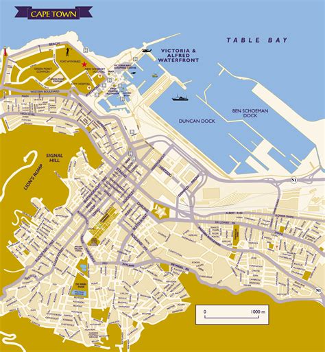 Cape Town City Tourist Map Cape Town South Africa Mappery