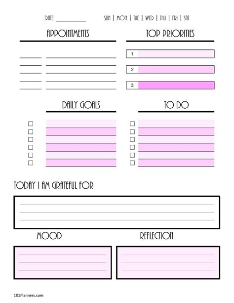 Customizable Free Printable Daily Planner Template Free Printable