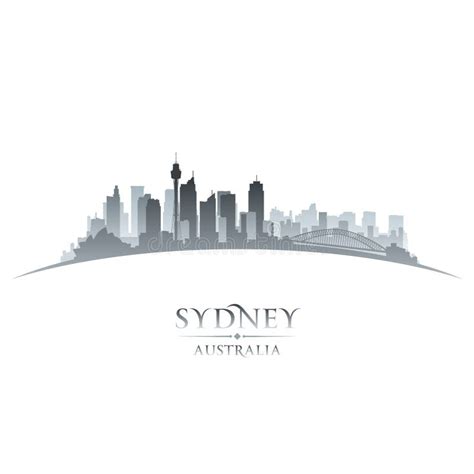Sydney Australia City Skyline Silhouette White Background Stock Vector