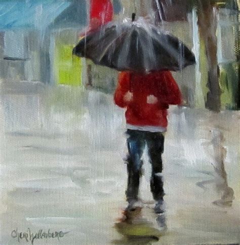 Walking In The Rain Original Oil Painting