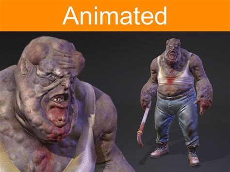 3d Model Character Fat Monster Vr Ar Low Poly Rigged Animated
