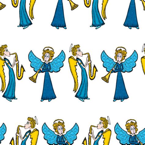 Drawing Of Angels Playing Trumpets Illustrations Royalty Free Vector