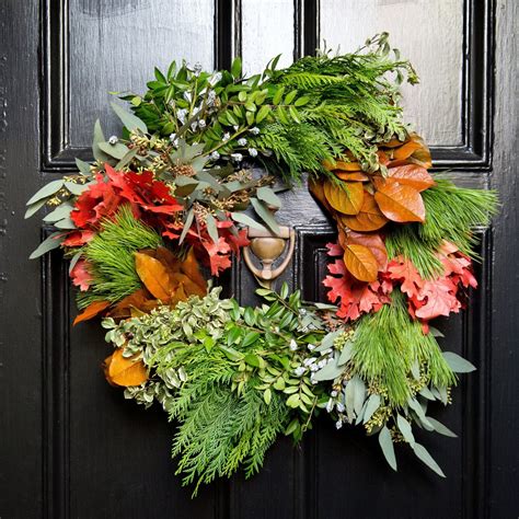 Door Wreaths For Fall Autumn Wreath Red Oak Wreath