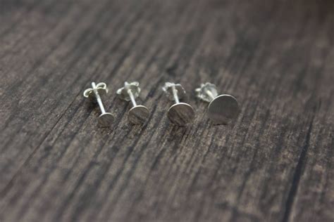 Pairs Sterling Silver Earring Posts With Flat Back Etsy