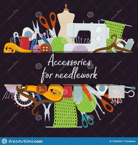 Accessories For Needlework Stock Vector Illustration Of Design 128340441