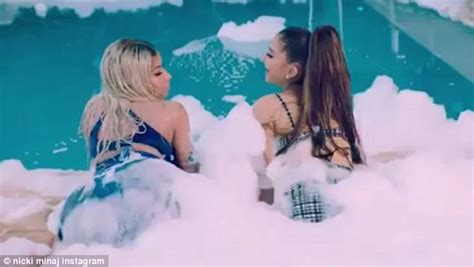 Nicki Minaj And Ariana Grande Frolic In Bubbles As They Tease The Music Video