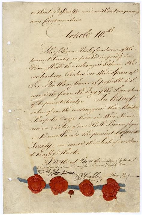 Second Page Of Treaty Of Paris 1783 At Photograph By Everett