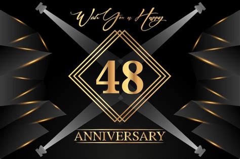 Premium Vector 48 Year Happy Anniversary Celebration Luxury Golden