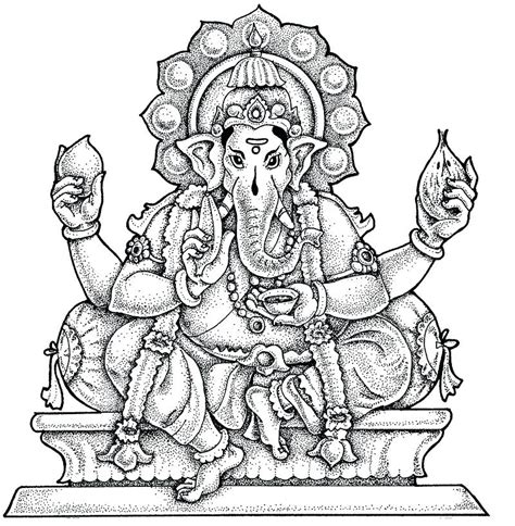 Lord ganesha with sitar coloring page. ganesha-coloring-pages-adult-lord-bal | Loving Ganesha