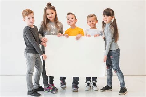 Kids Holding Blank Sign Photo Free Download