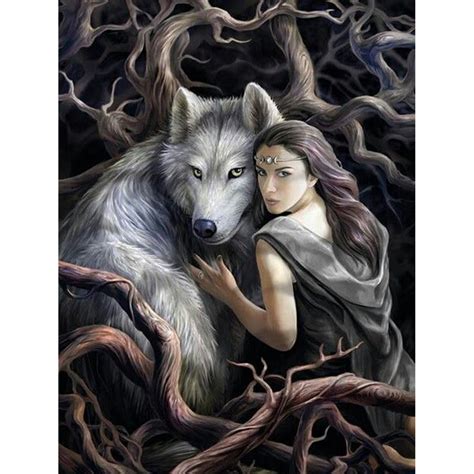 The Beauty And The Wolf 5d Diamond Painting