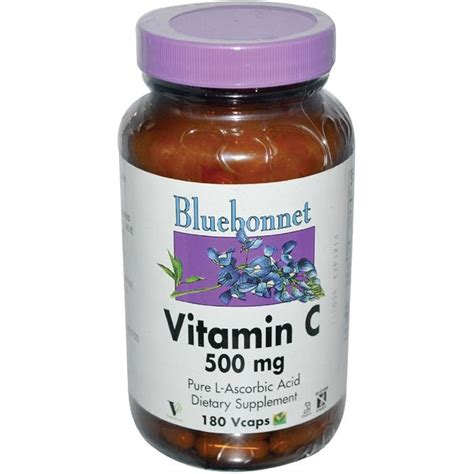 Vienoje tabletėje (0,6 g) yra 500 mg vitamino c (625 % referencinės maistinės vertės). Bluebonnet Vitamin C 500 mg - 180 Vegetable Capsules