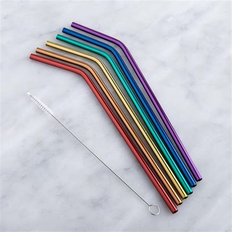 Joie Eco Friendly Rainbow Reusable Drinking Straw Set Of 7 Kitchen Stuff Plus