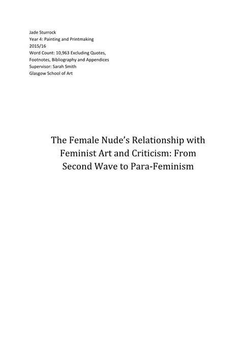 The Female Nude S Relationship With Feminist Art And Criticism Docslib