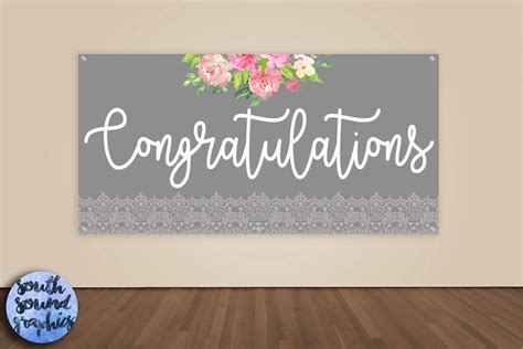 Congratulations Banner Congrats Vinyl Sign Wedding Banner Etsy