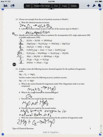 ¡ cu * i, à cì¡i,. Types Of Chemical Reactions Pogil Worksheet Answer Key + My PDF Collection 2021