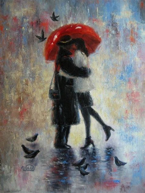 Man And Woman Dancing In The Rain Painting At