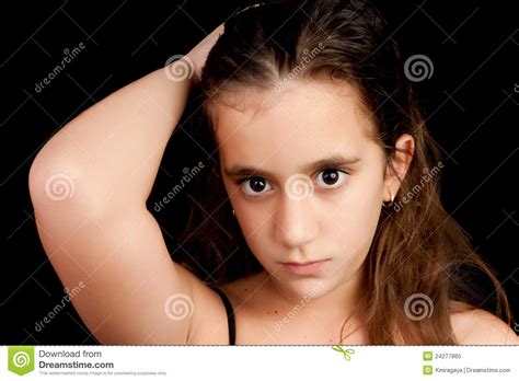 Angry Girl Crying Isolated On Black Stock Image Image
