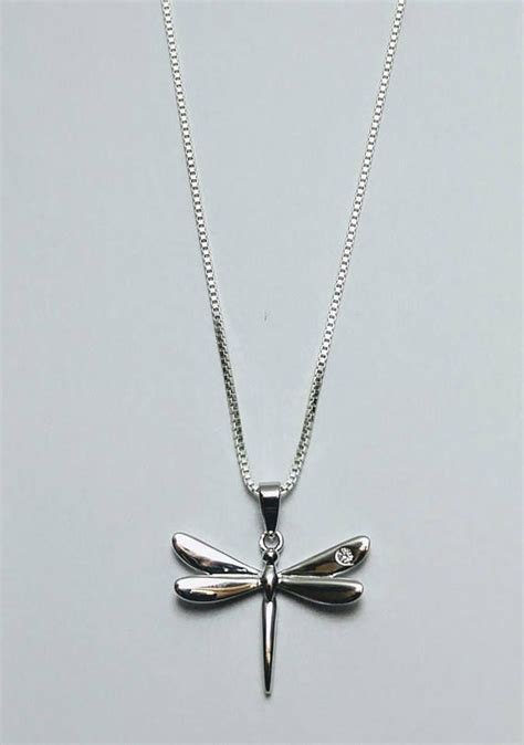 Sterling Silver Chain And Dragonfly Pendant With Cubic Zirconia